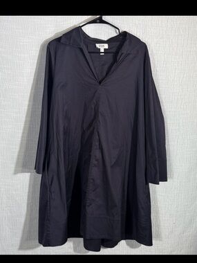 COS Black A-Line Dress Long Sleeve V-Neck Minimalist Chic